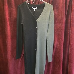 No Boundaries Black and Green Long Sleeve Dress